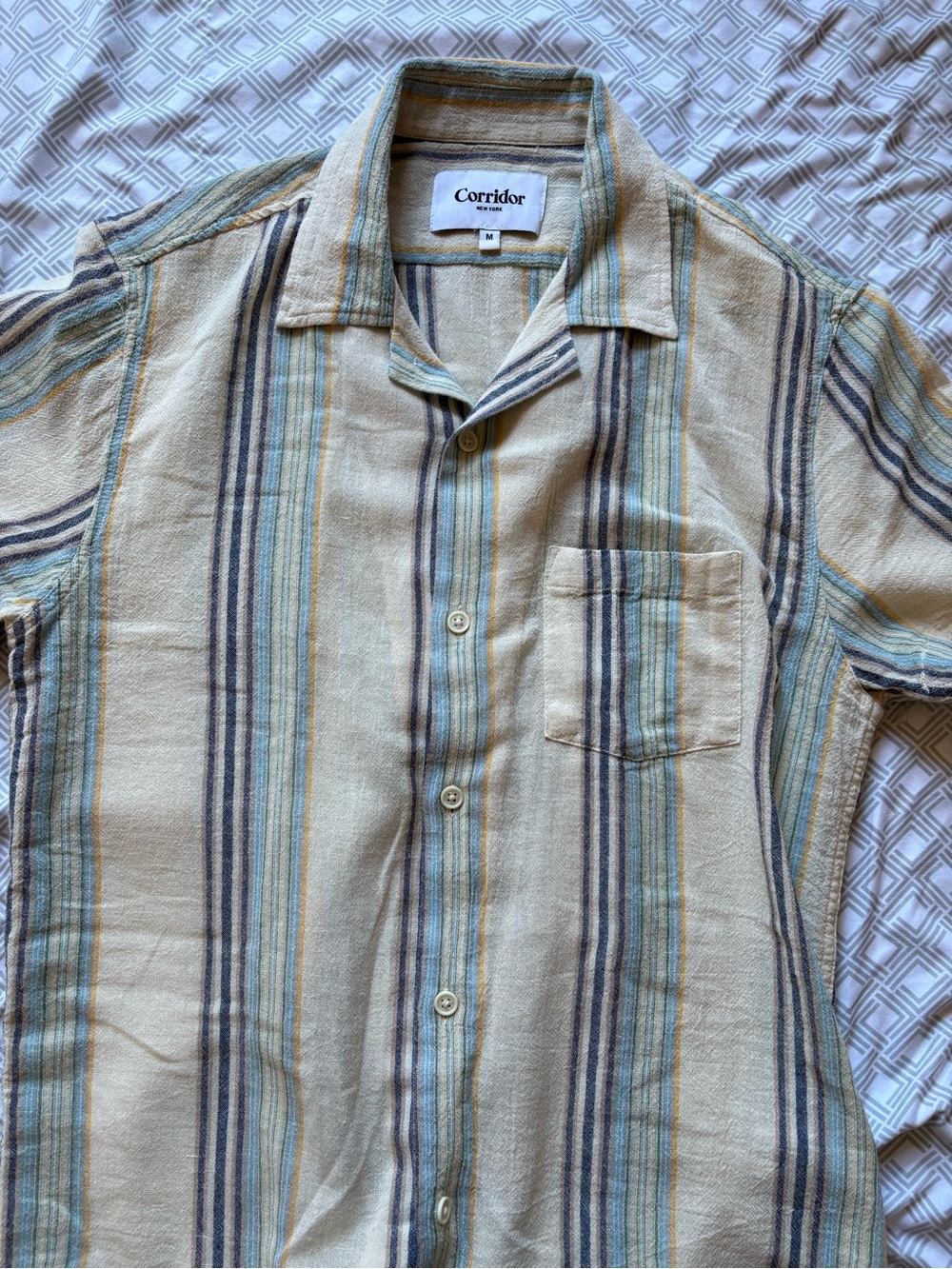 Corridor Rainbow Weave Cotton Camp Shirt Men’s Size M EUC